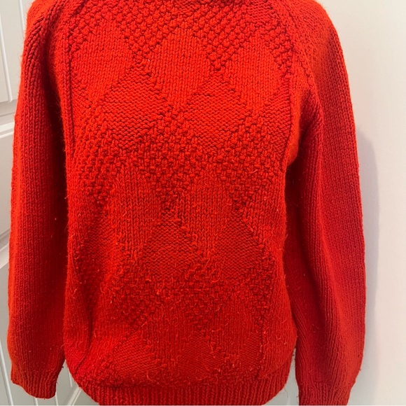 Handmade Reddish Orange Knit Sweater - Picture 3 of 4